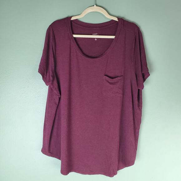 Market & Spruce Womens Elaine Pocket Short Sleeve Tee Size 2X Maroon - Picture 1 of 4